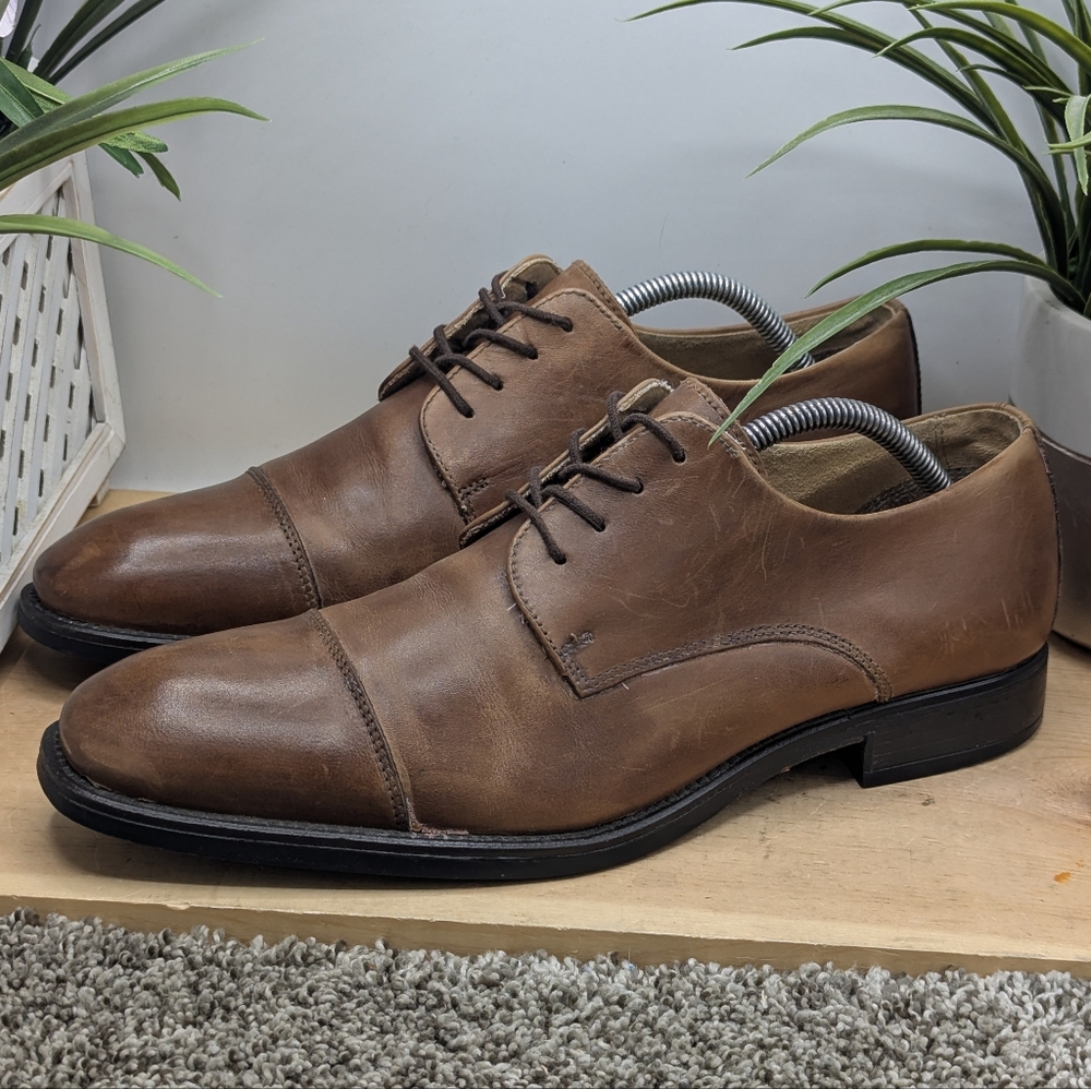 Belstaff Lake Master Brown Leather Oxford Mens Size 8 (41) Shoes Wingtip Work